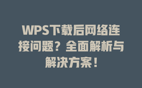 WPS下载后网络连接问题？全面解析与解决方案！ 一