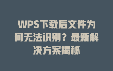 WPS下载后文件为何无法识别？最新解决方案揭秘 一