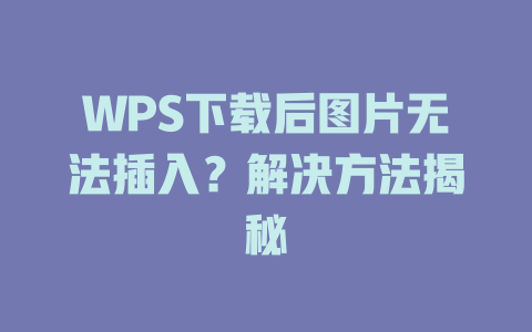 WPS下载后图片无法插入？解决方法揭秘 一