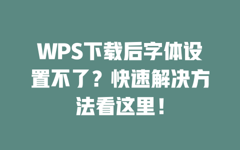 WPS下载后字体设置不了？快速解决方法看这里！ 一