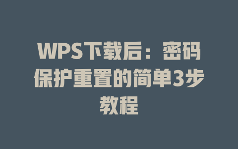WPS下载后:密码保护重置的简单3步教程 WPS下载后:密码保护重置的简单3步教程 一