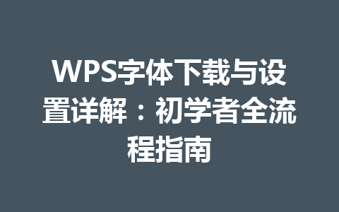 WPS字体下载与设置详解：初学者全流程指南 一
